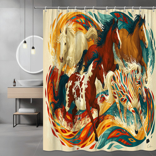 Horse shower curtain - curtain, abstract