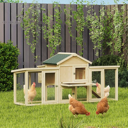 Pawhut wooden chicken coop hen - wooden,