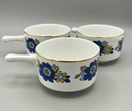 Vintage 1970s soup bowls - bowls, blue