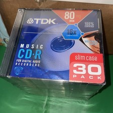 (30) Sealed TDK Music CD-R 80min 700MB 30 Blank Discs W/ Slim Cases Brand New