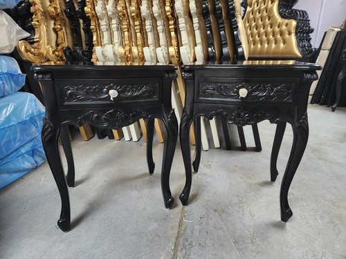 Black french style bedside - black,
