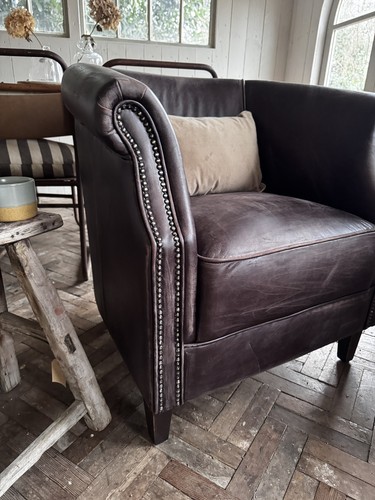Aged brown leather solid - brown,
