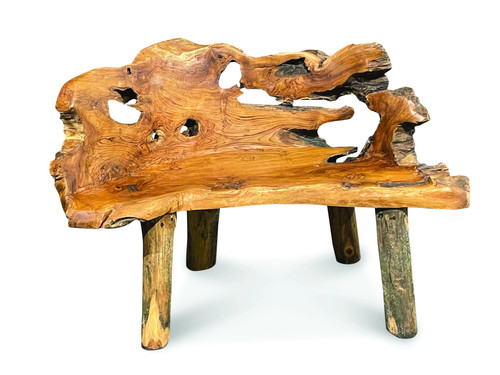 Teak root garden bench small - root,