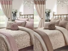 Embroidered Bedding Set Decorative Duvet Cover Throw Shams Cushions & Curtains