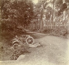 FRANCE Quadricycle Chenard Accident Bois de Saint-Léger, 1905 Photo Stereo P§3