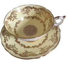 Paragon 1930's Double Warrant Bone China Cup and Saucer Yellow & Gold Gilding