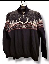 Mens Dale of Norway Christmas sweater size XXL More M/L navy blue merino wool 