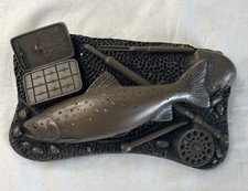 David Hughes Fly Fishing Salmon Sculpture. Paperweight.
