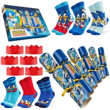 Sonic The Hedgehog Kids Boys Sock Christmas Crackers Gift Set Hat