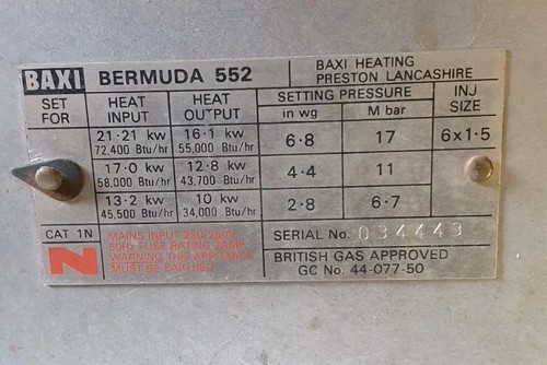 Baxi bermuda 552 back - bermuda, boiler