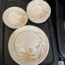 Vintage 80's Biltons "Saffron" Peach Iris Floral Dining Set 12 Pieces 