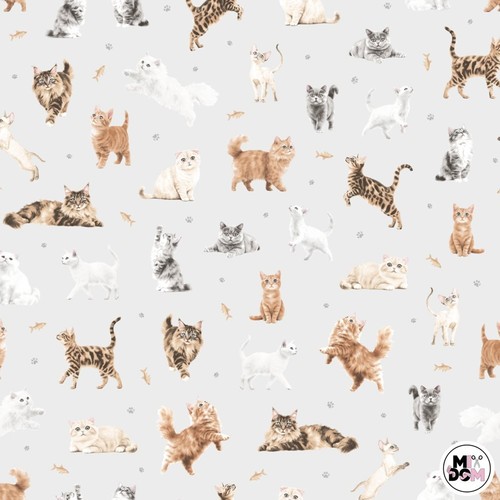 100 cotton fabric - new, cats