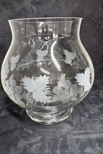 Large etched grape vine - etched, glass