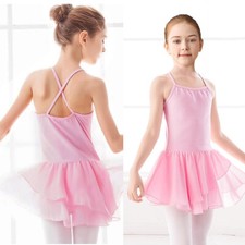 Girls Ballet Dance Leotard Dress Tutu Skirt Kids Gymnastics Dancewear Costume