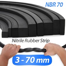 Black Solid NBR 70 Nitrile Rubber Strip - Various Lengths, Widths & Thicknesses