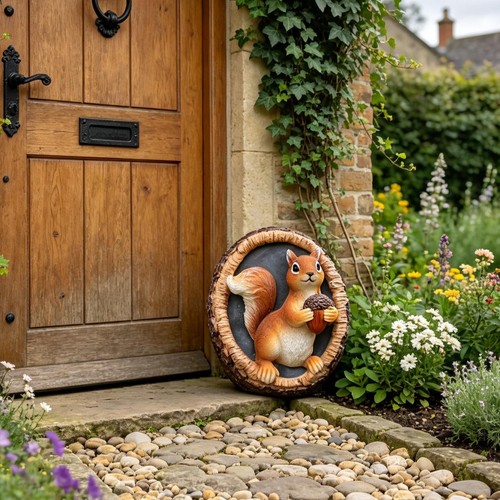 Hand painted squirrel - painted, statue