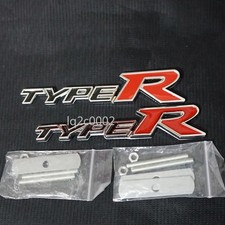 2x Chrome Black Silver Red TYPE-R Metal Front Grille Badge Emblem Car Mugen Auto