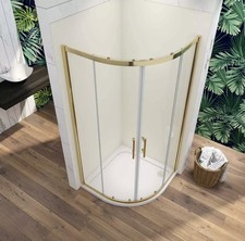 Aica 800x800mm Brushed Gold Quadrant Shower Enclosure Cubicle Tray optional