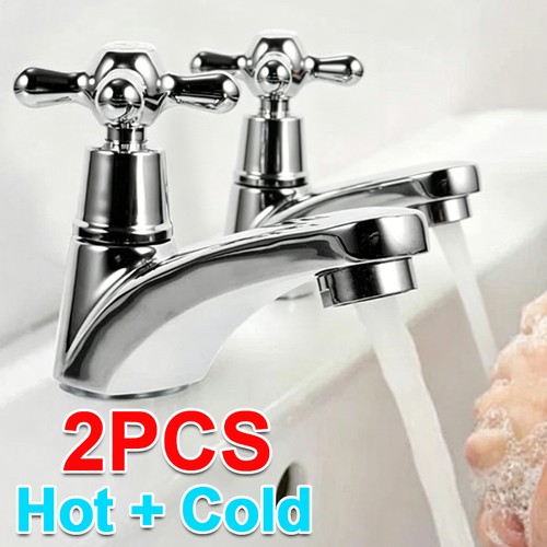 Bathroom twin taps set hot - 2x,