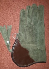 Falconry Glove Double Skinned Suede Leather 12", 2 Layers (Olive Green) Pc# 7281