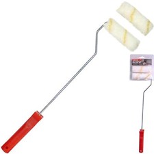  3pc Paint Roller Set Long Reach Radiator Handle 4" Frame And Sleeves DT95880
