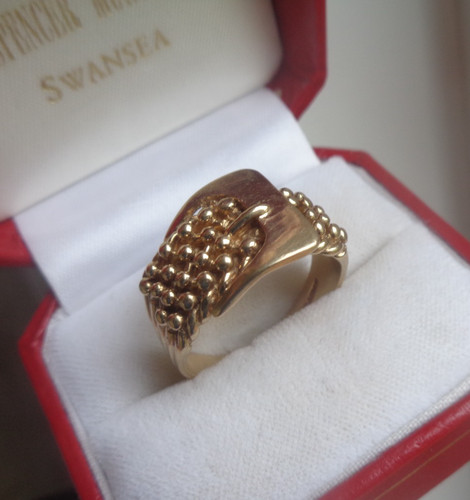 Gold buckle keeper - gold, ring