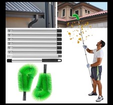 Telescopic Gutter Cleaner with 8 Extension Poles & 2 Brushes, 330cm Reach for Cl