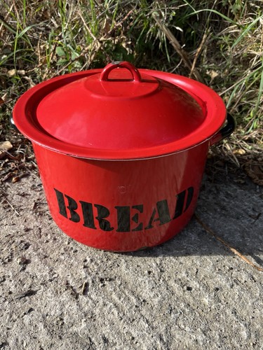 Vintage enamel bread - bin, made