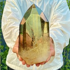 3.2LB A+ Blue Needle Natural Citrine Crystal Obelisk Tower Wand Point Reiki heal