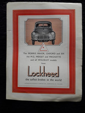 Lockheed Brakes - Minor/Oxford/MidgeVintage Original Classic Car Magazine Advert