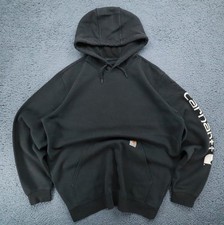 Carhartt Mens Black Loose Fit Pullover Hoodie Sweatshirt Long Sleeve Size Large