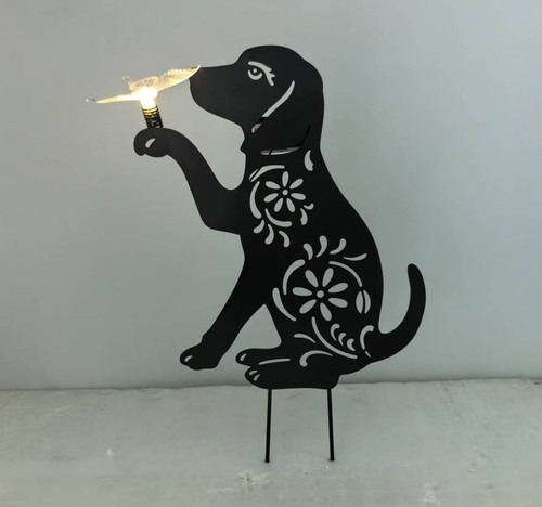 Dog silhouette solar stake - silhouette,