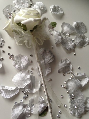 Flower girl ivory wand wedding - girl,