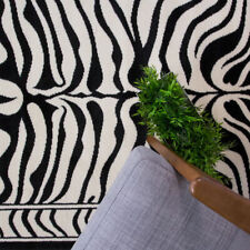 Black White Safari Fake Zebra Skin Animal Print Nature Rug