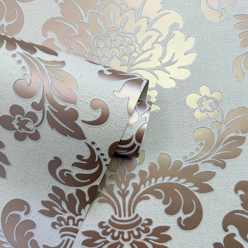 Quartz damask wallpaper rose - quartz,