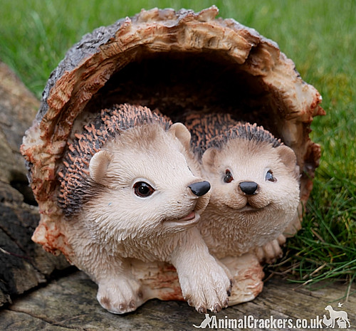 Hedgehog log ornament resin - ornament,