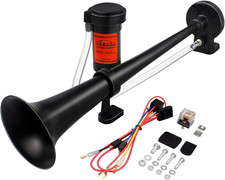 GAMPRO 24V 150Db Air Horn, 45Cm Chrome Zinc Single Trumpet Truck Air Horn 