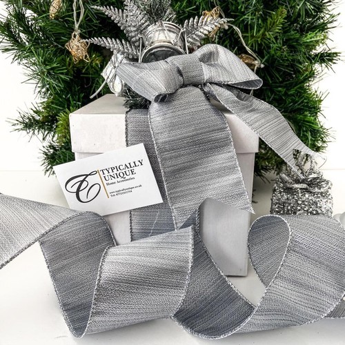 Christmas ribbon silver - , wire