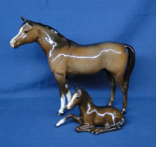 Beswick Arab Bahram Stallion Vintage Bay Brown Gloss Model No.1771 & Foal No.915
