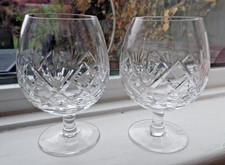 TWO LARGE ROYAL BRIERLEY CRYSTAL GLASS BRAEMAR BRANDY GLASSES 5 INCH SIGNED