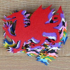 10x 3mm Felt Welsh Red Dragon