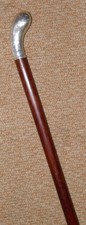 Edwardian Snakewood Walking Stick / Cane Handle Hallmarked 1913 Silver H. Howell