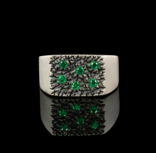 Emerald mens signet ring - emerald,