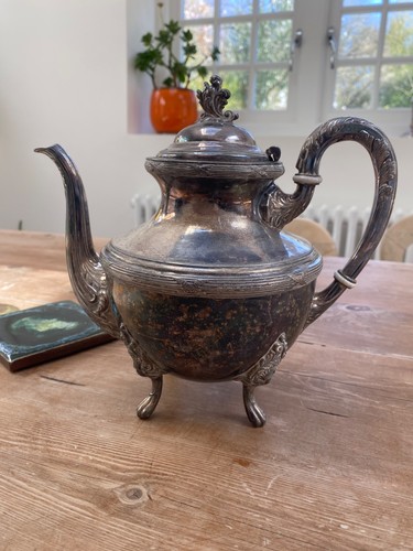 Silver plate teapot - silver,