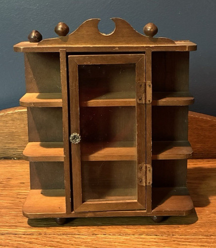 Vintage wooden curio cabinet - vintage,