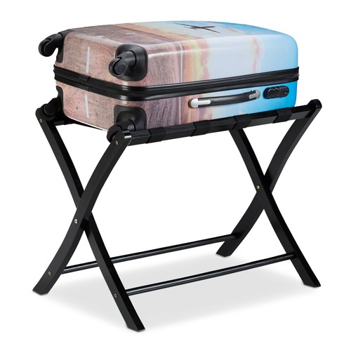 Folding wooden luggage rack