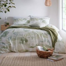 Duvet Cover Bedding Set 100% Cotton Edale Watercolour Appletree Loft Green