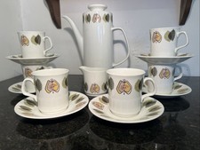 J&G Meakin Studio Coffee Set 14 Piece Vintage 1970s Retro Leaf Pattern England