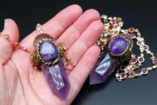 Amethyst crystal wand pendant