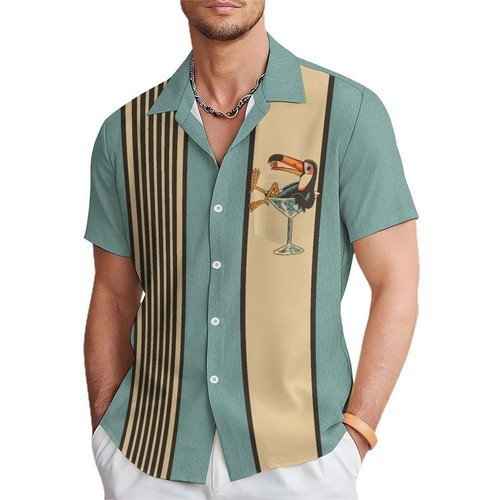 Hawaiian button down bowling - down,